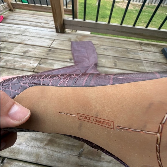 Vince Camuto Fendels Leather Croc Embossed Boots Womens 10 M EU 42s Redwood - Picture 3 of 14